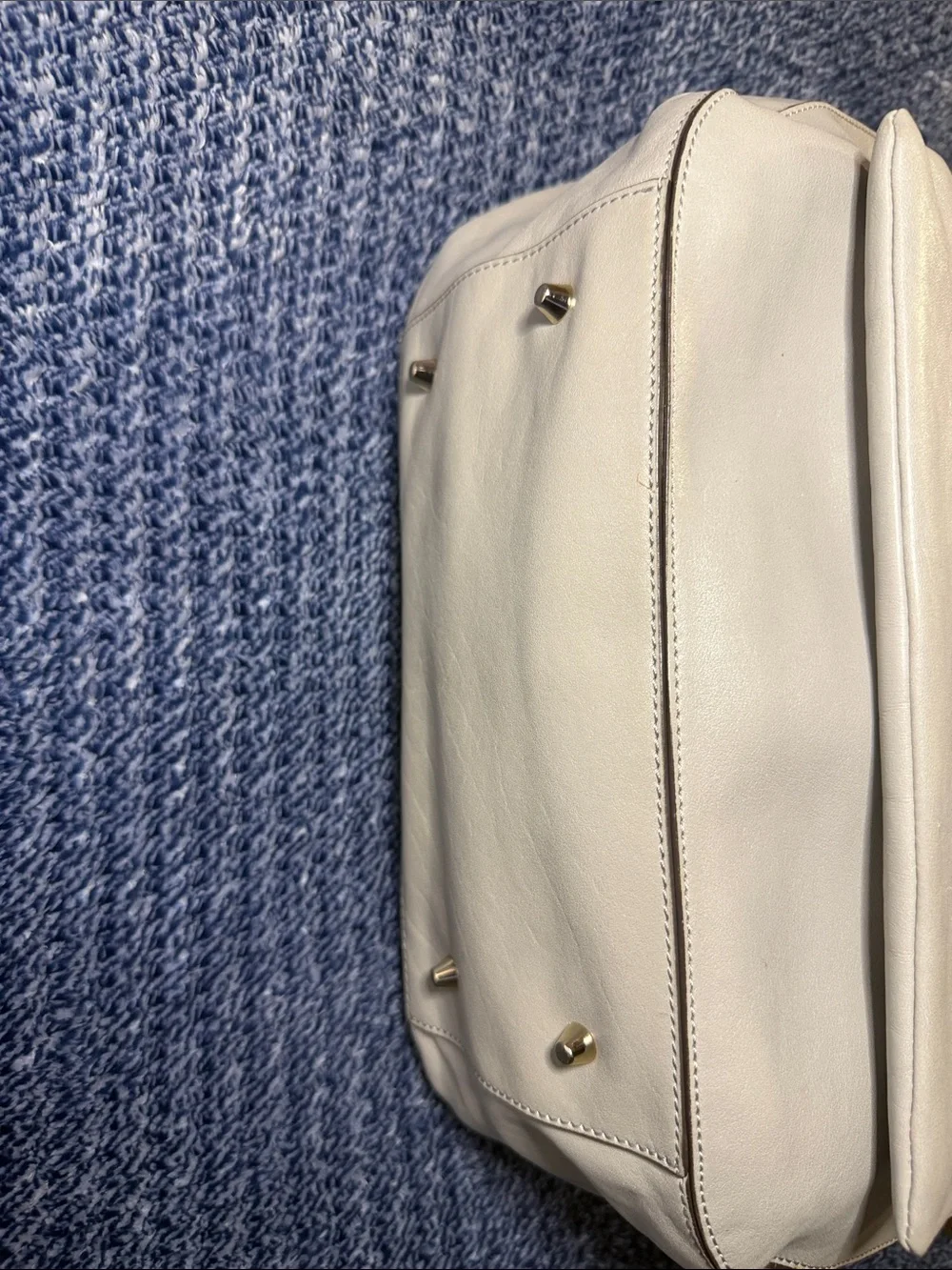 Anya Hindmarch Cream Leather Satchel with Gold Hardware